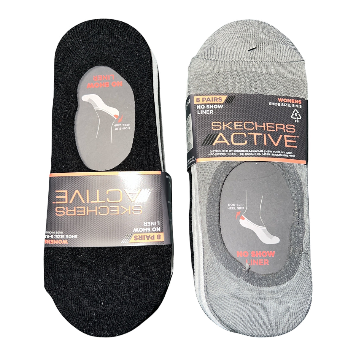Skechers Active Women's No Show Liner Socks 16 Pairs Non-Slip Heel Grip Comfort