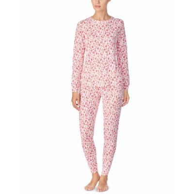 Lauren Ralph Lauren Printed Sweater-Knit Pajama Set  Ivory/red S