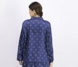 Alfani Satin Notch Collar Pajama Top Navy 3XL