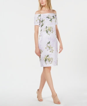 Calvin Klein Off-The-Shoulder Floral Scuba Dress Opal Green 16 Shamrock Apparel Calvin Klein Off-The-Shoulder Floral Scuba Dress Opal Green 16 Shamrock Apparel