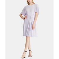 Lauren Ralph Lauren Flutter-Sleeve Dress Color Purple   0