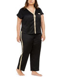 Inc  Lurex i.n.c. metallic-trim matte satin  Pj Set Black 1X