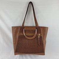 I.N.C. Ajae Bangle Crochet Tote - Tan/Gold