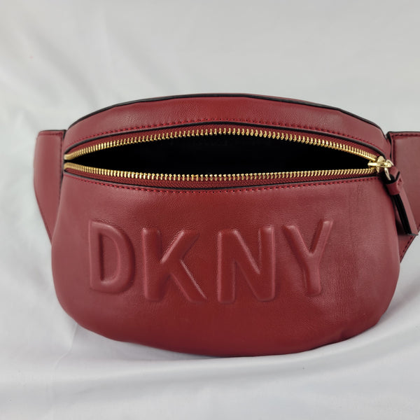 DKNY Burgundy Leather Zip Crossbody Bag Dkny
