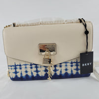 DKNY Elissa-Long Shoulder Flap-Tip, White / Blue  MSRP$228