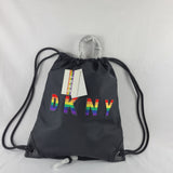 DKNY Pride Embossed Logo Drawstring Backpack, Black, MSRP $148