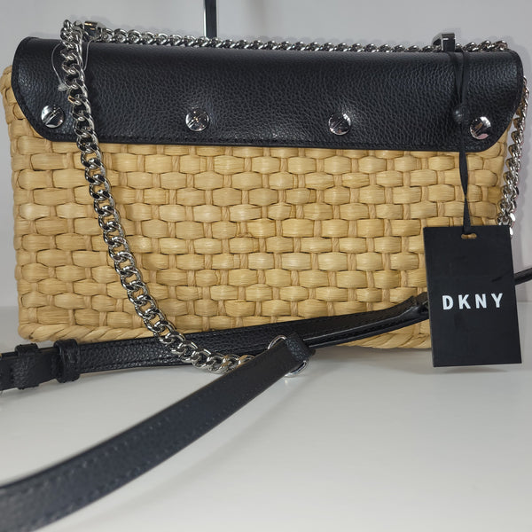 Dkny Elissa Small Leather Flap Shoulder Bag Black/Gold