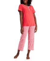 Charter Club Women's Cotton Capri Pajama Set Poppy Ditsy XS