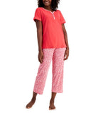 Charter Club Women's Cotton Capri Pajama Set Poppy Ditsy XS