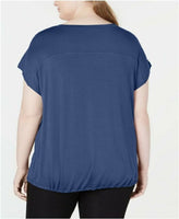 Ideology Plus Drawstring-Hem Top- Koi Blue  3X