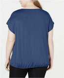 Ideology Plus Drawstring-Hem Top- Koi Blue  3X