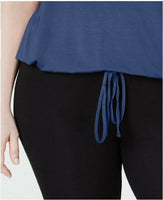 Ideology Plus Drawstring-Hem Top- Koi Blue  3X