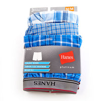 Hanes Boys 3-Pack Blues Platinum Traditional Boxers Plaid S 6-8 (MC843C)