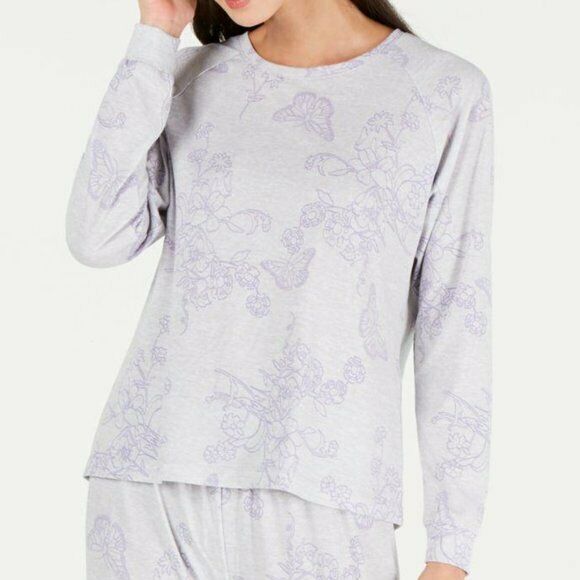 Charter Club Super-Soft Knit Pajama Top Gray  S