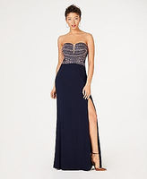 Crystal Doll Beaded Strapless Gown Color Navy   3