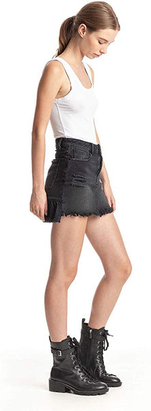 Kendall+ Kylie, Ruffle Back Denim Skirt, Color Black, Juniors Size 24,