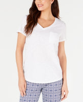 Charter Club  Short Sleeve Knit Top Basic White M