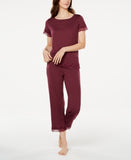 Charter Club Lace Trim Knit Pajamas Set Purple M