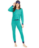 Jenni Knit Pajamas & Sleep Mask 3pc Set Green XXL