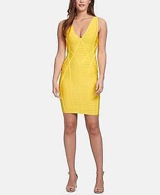 Guess V-Neck Bodycon  Dress Color Lemon   M