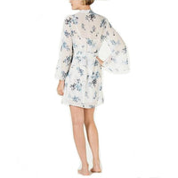 I.N.C.  Printed Lace-Trim Chiffon Wrap Robe White Floral  XS