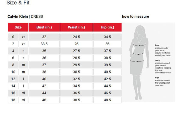 Calvin klein women's shirt size sale chart