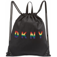 DKNY Pride Embossed Logo Drawstring Backpack, Black, MSRP $148