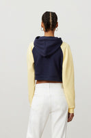 Fila Valeria Colorblocked Cropped Hoodie Peacoat Banana L