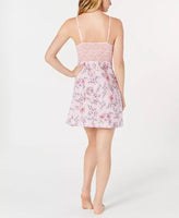 Inc  Satin Lace-Trimmed Printed Pajama Romper Pink  XS