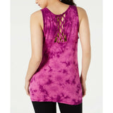 Ideology Tie-Dyed Lattice-Back Tank Top Sweet Tart M