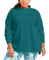 Ideology Plus Size Split-Shoulder Mock- Sweatshirt Blue Gem 4X