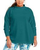 Ideology Plus Size Split-Shoulder Mock- Sweatshirt Blue Gem 4X