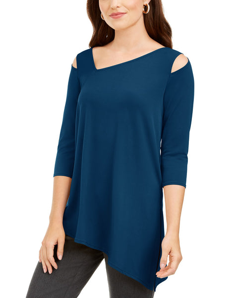 Alfani Cutout Shouldr Asymmetric Top, Women Size XS