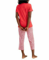 Charter Club Women's Cotton Capri Pajama Set Poppy Ditsy XS