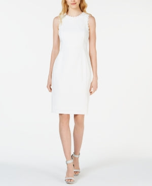 Calvin Klein Petite Lace-Trim Sheath Dress Cream 4 P Shamrock Apparel Calvin Klein Petite Lace-Trim Sheath Dress Cream 4 P Shamrock Apparel