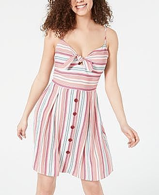 Teeze Me Striped A-Line Dress Dress Color Lt Beige   5