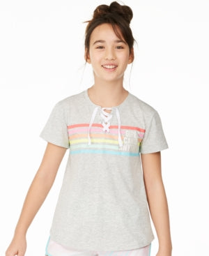 Ideology Big Girls Lace-Up Ombre Shirt Stripe Heather S 7/8