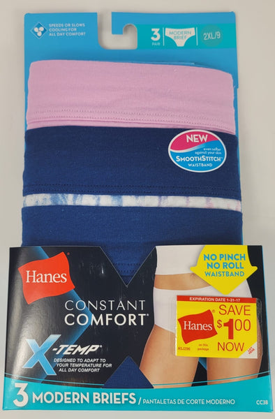 Hanes X-Temp Constant Comfort Modern Brief Panties - 3 Pack (CC38AS) –  Shamrock Apparel