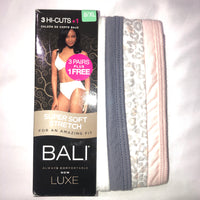 Bali 3+1 Bonus Pack Comfort Luxe Hi-Cut Panties Assorted Sz 8 (K883B6)