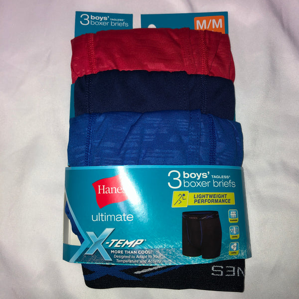 Hanes Boys Hanes 3-Pack X-Temp Performance Boxer Briefs Assorted Sz M –  Shamrock Apparel