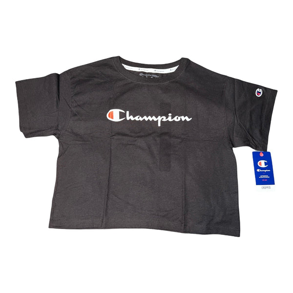 Champion Women All Over Print Cropped Tee Black XL