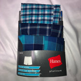 Hanes Boys 3-Pack Blues Platinum Traditional Boxers Plaid S 6-8 (MC843C)