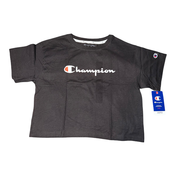 Champion Women All Over Print Cropped Tee Black S