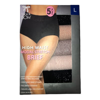 Black Bow Women's 5-Pack High Waist Soft Lace Modal Brief Underwear, E23