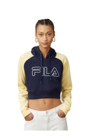 Fila Valeria Colorblocked Cropped Hoodie Peacoat Banana L