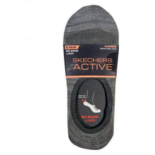 Skechers Active Women's No Show Liner Socks 8 Pairs Non-Slip Heel Grip Comfort