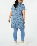 Ideology Plus  Tie-Dyed Lace-Up Tunic Tie Dye Navy 1X